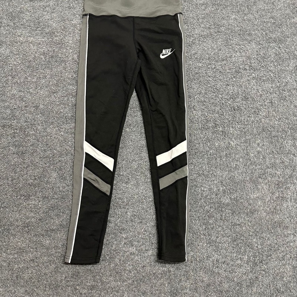 Nike Leggings Womens Size M Black Grey Colorblock Slim Fit Athletic Tights